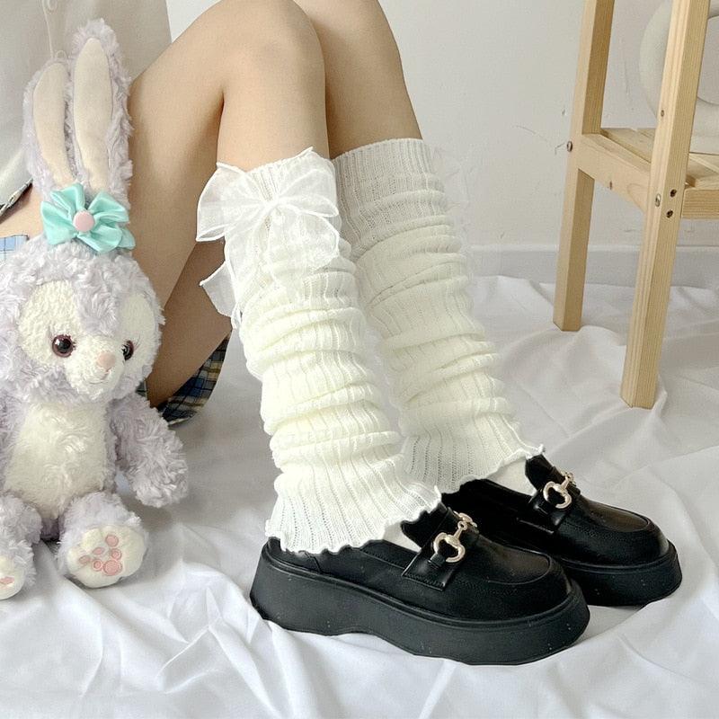 Japanese Lolita Bow Tie Leg Warmers - Amazing DropSeller